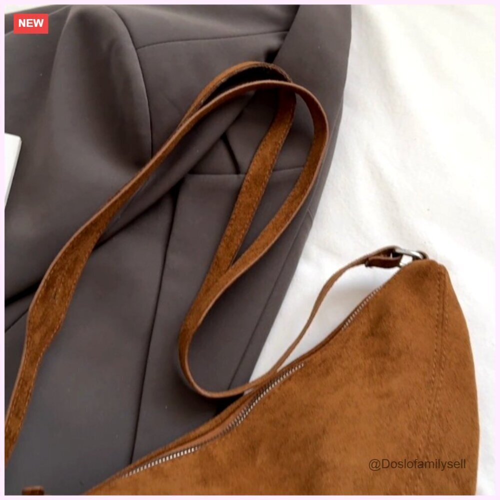 Faux Suede Sling Bag Crossbody Purse Adjustable Strap Lightweight Travel - Picture 7 of 7